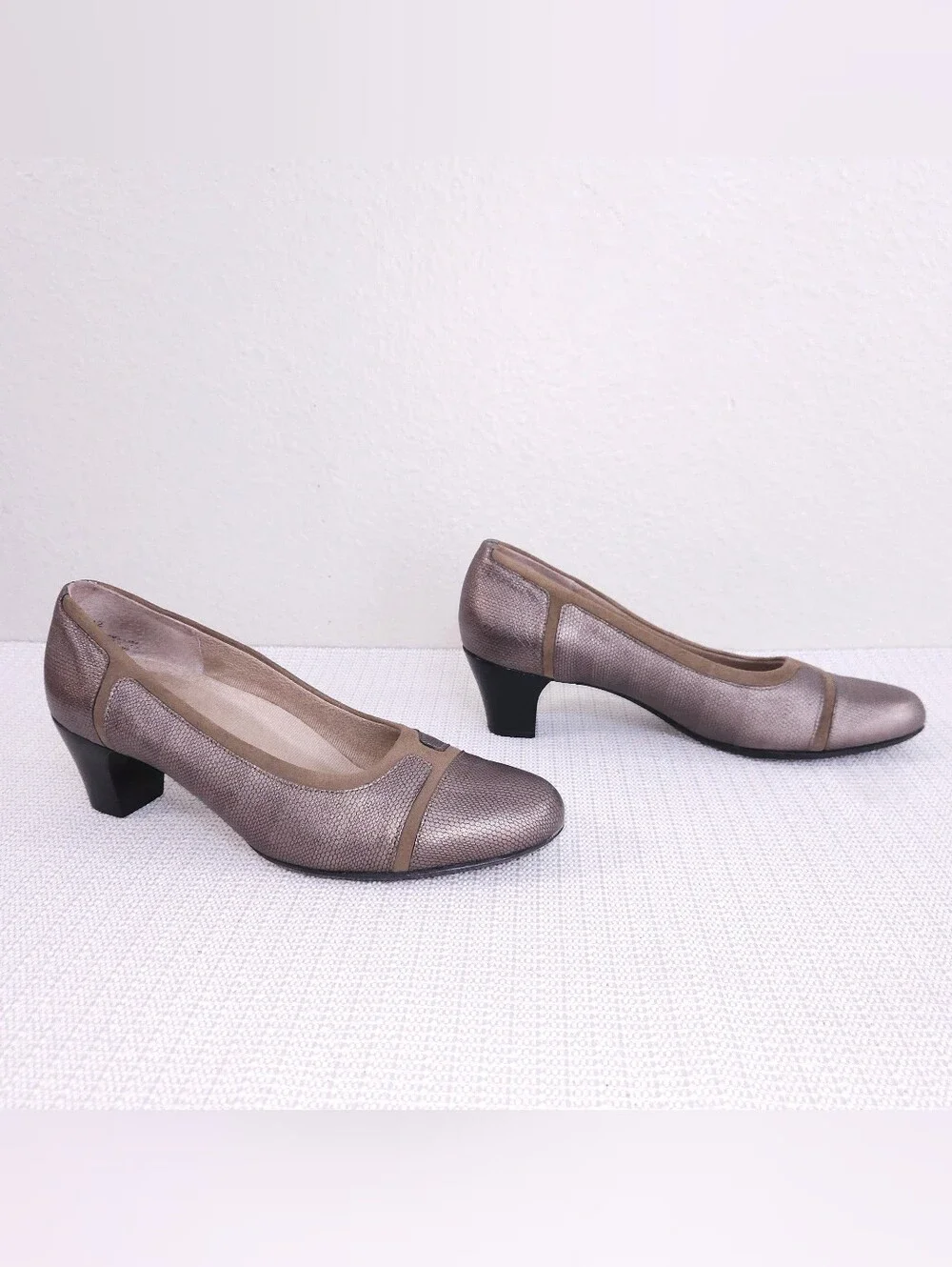 MUNRO Jillian Heel Pumps Metallic Leather Comfort Shoes US 8.5 N